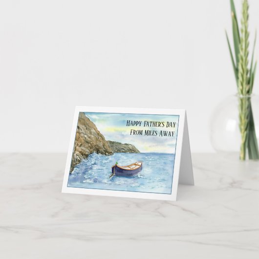 海に地中海の入るボートおとうさん カード (正面)