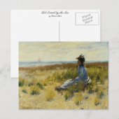 海に座る少女 ポストカード (正面/裏面)