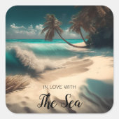 海に恋して |トロピカルアート スクエアシール (正面)