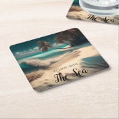 海に恋して |トロピカルアート スクエアペーパーコースター (アングル)