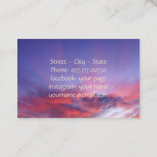 海に息をのむような夕日ユニーク- 名刺 (裏面)