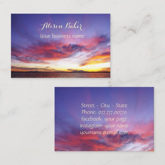 海に息をのむような夕日ユニーク- 名刺 (正面/裏面)