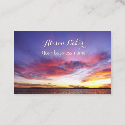 海に息をのむような夕日ユニーク- 名刺 (正面)