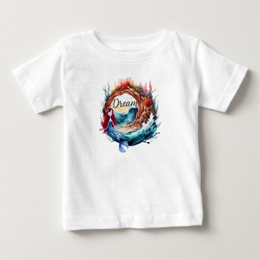 海に憧れる人魚の夢 ベビーTシャツ (正面)