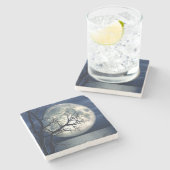 海に月を浮かべた3Dランドスケープ背景 ストーンコースター (横)