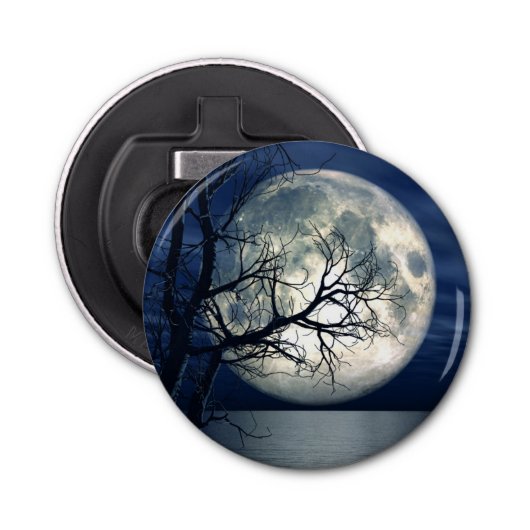 海に月を浮かべた3Dランドスケープ背景 栓抜き (正面)