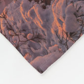 海に沈む夕日と松の木 フリースブランケット (角)