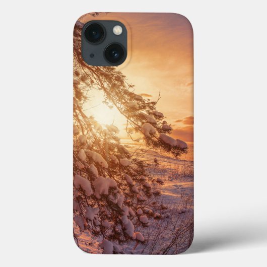 海に沈む夕日と松の木 Case-Mate iPhoneケース (裏面)