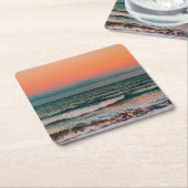 海に沈む夕日 スクエアペーパーコースター (アングル)