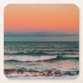 海に沈む夕日 スクエアペーパーコースター (正面)