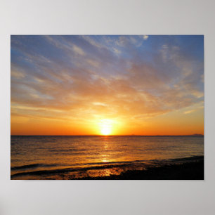 海に沈む夕日 ポスター