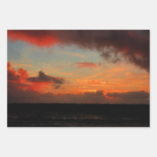 海に沈む夕日 ラッピングペーパーシート (正面2)