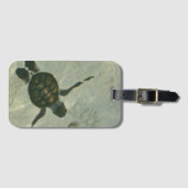 海に泳いでいるベビーのウミガメ ラゲッジタグ (正面横)