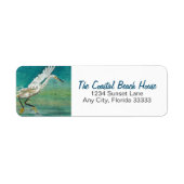 海に浮かぶサギ絵画の鳥 ラベル (正面)