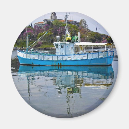 海に浮かぶボート マグネット (正面)