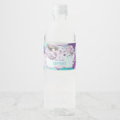 海に浮かぶ可愛い人魚の誕生日パーティー ペットボトルラベル (正面)