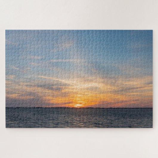 海に浮かぶ景色イタリアンの夕日 ジグソーパズル (横)