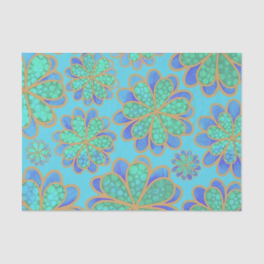 海に浮かぶ柔らかい青い花  薄葉紙 (正面)