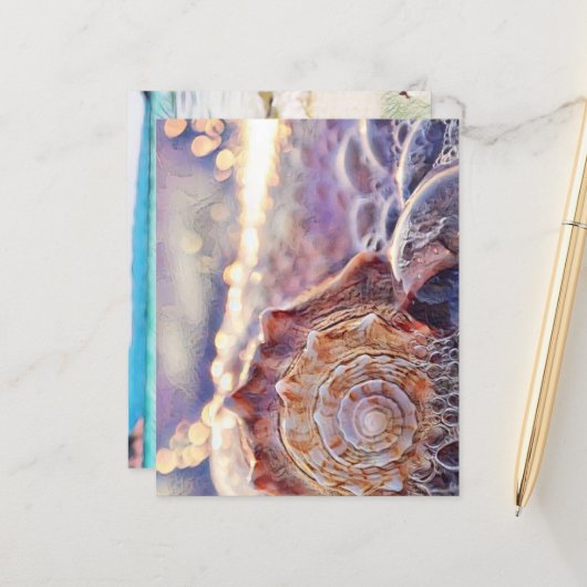 海に浮かぶ紫の絵画貝殻 (正面/裏面インサイチュ)