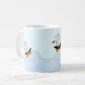海に浮かぶ転が三隻の船航海の コーヒーマグカップ (正面左)
