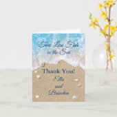 海に浮かぶ青い二つ少ない魚サンキューカード カード (黄色い花)