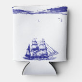 海に浮かぶ青い船 缶クーラー (正面)