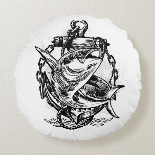 海に潜る ラウンドクッション (正面)