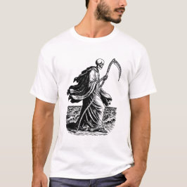海に立つ鎌を持つスケルトン Tシャツ