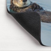 海に背中に浮かぶウミガメ マウスパッド (コーナー)