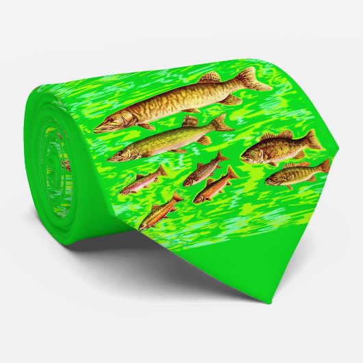 海に魚が多すぎるプリント ネクタイ (ロール)