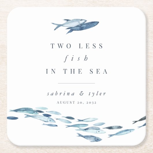 海に魚が２匹減った オーダーメイド スクエアペーパーコースター (正面)