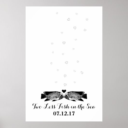 海に魚が２匹減る ウェディング ゲストブックの指紋 ポスター (正面)