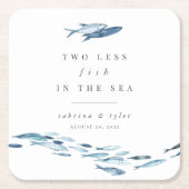 海に魚が2匹減る パーソナライズ スクエアペーパーコースター (正面)