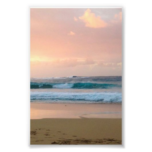 海のある夕日が沈むビーチ フォトプリント            (正面)