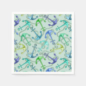 海のいかりとロープ模様 スタンダードカクテルナプキン (正面)