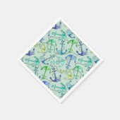 海のいかりとロープ模様 スタンダードカクテルナプキン (角)