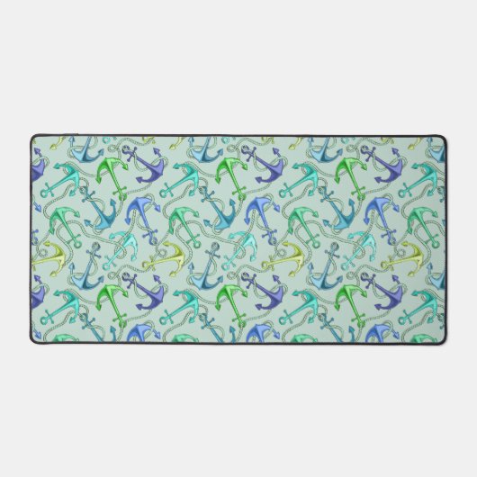 海のいかりとロープ模様 デスクマット (正面)