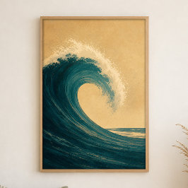 海のうねり 水彩画 コースタルアート ポスター