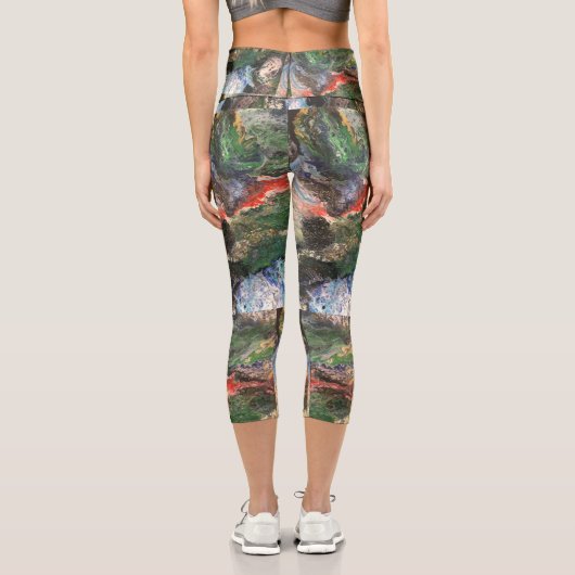 海のおとぎ話のシリーズの下絵画で緑 カプリレギンス (裏面)