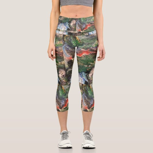 海のおとぎ話のシリーズの下絵画で緑 カプリレギンス (正面)