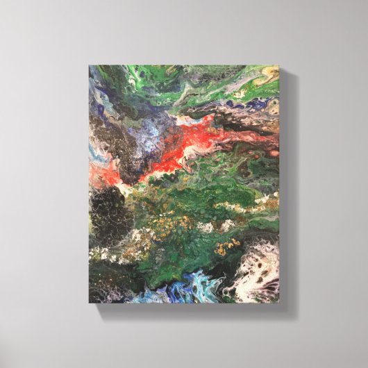 海のおとぎ話のシリーズの下絵画で緑 キャンバスプリント (正面)