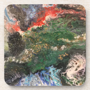 海のおとぎ話のシリーズの下絵画で緑 コースター