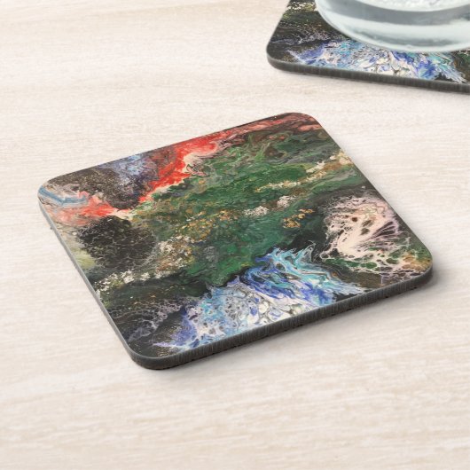 海のおとぎ話のシリーズの下絵画で緑 コースター (左側)