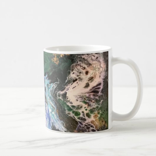 海のおとぎ話のシリーズの下絵画で緑 コーヒーマグカップ (右)