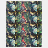 海のおとぎ話のシリーズの下絵画で緑 フリースブランケット (正面)