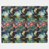 海のおとぎ話のシリーズの下絵画で緑 フリースブランケット (正面(横))