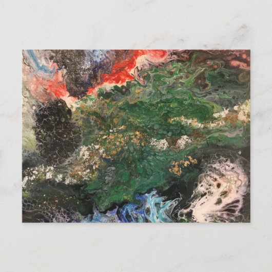 海のおとぎ話のシリーズの下絵画で緑 ポストカード (正面)