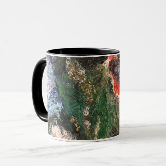 海のおとぎ話のシリーズの下絵画で緑 マグカップ (正面左)