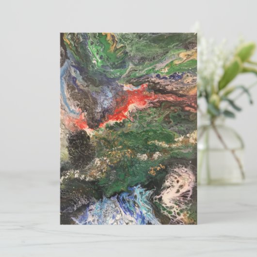 海のおとぎ話のシリーズの下絵画で緑 招待状 (スタンド正面)