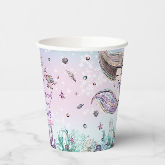 海のお洒落プールの下の人魚の赤ちゃんシャワー 紙コップ (左)